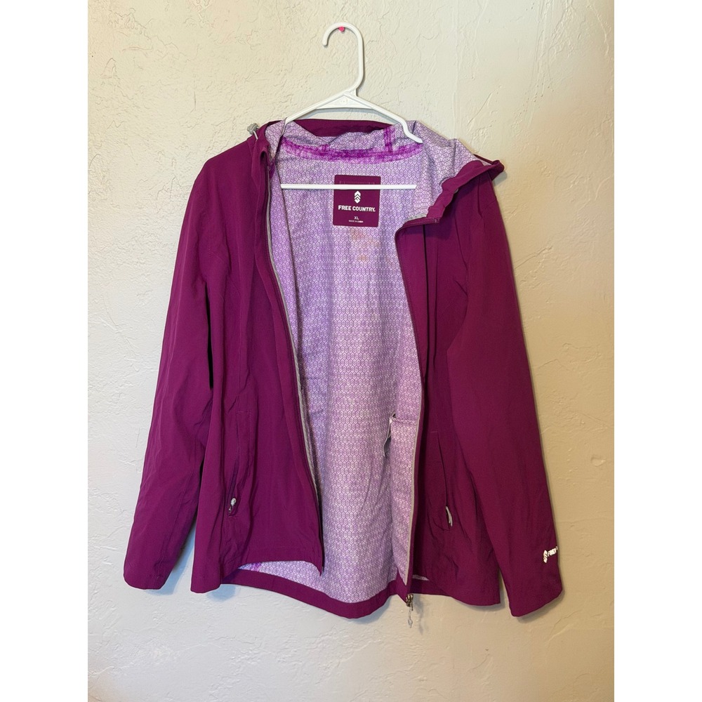 Free Country Womens XL Magenta Purple Softshell Hooded Jacket Full Zip Outdoor
